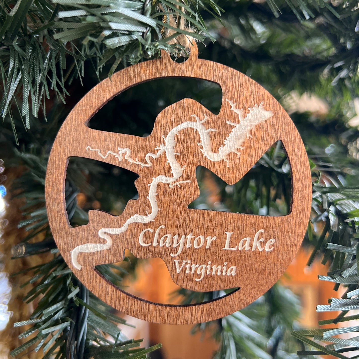 wood claytot lake virginia ornament