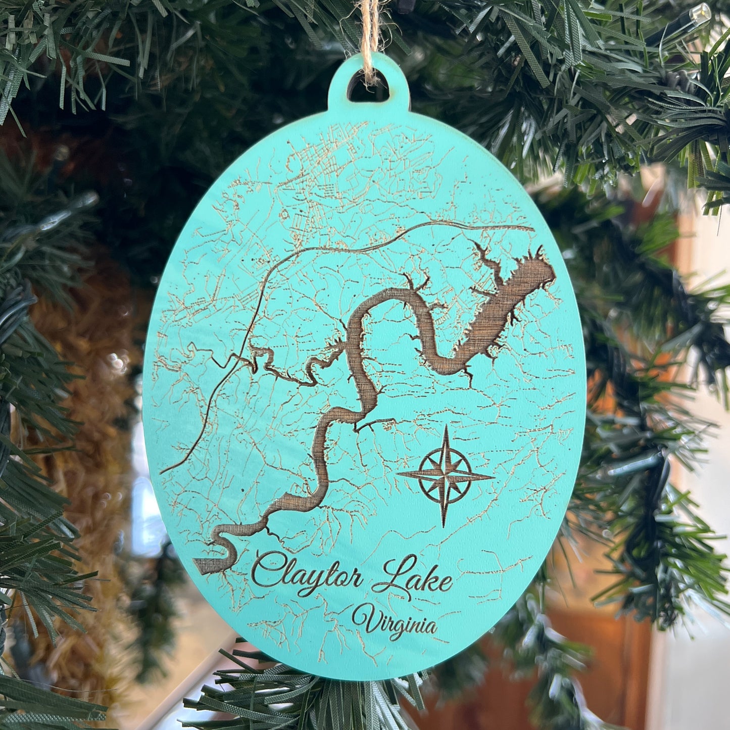 Oval Claytor Lake Etched Wood Ornament