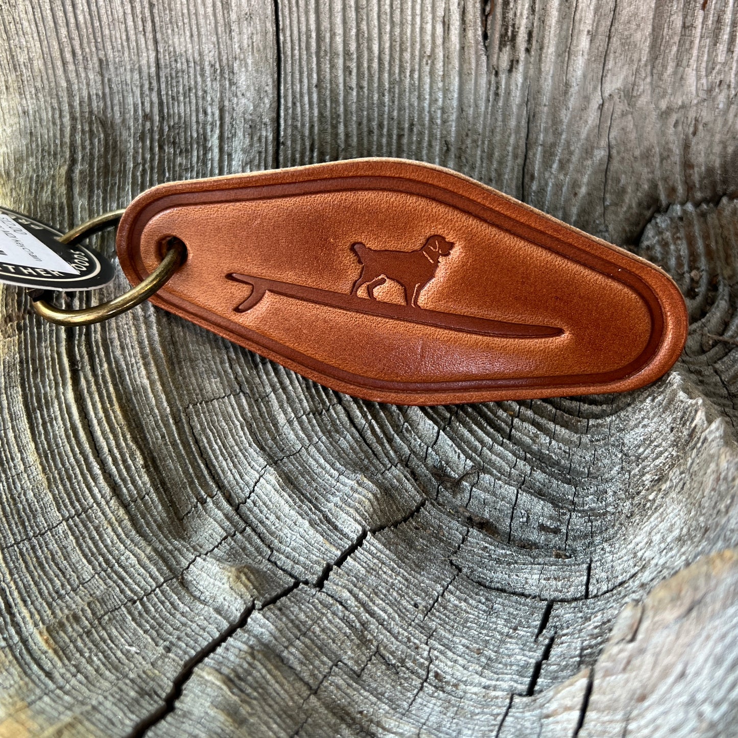 Custom Mountain 2 Island Leather Embossed Logo Keychain