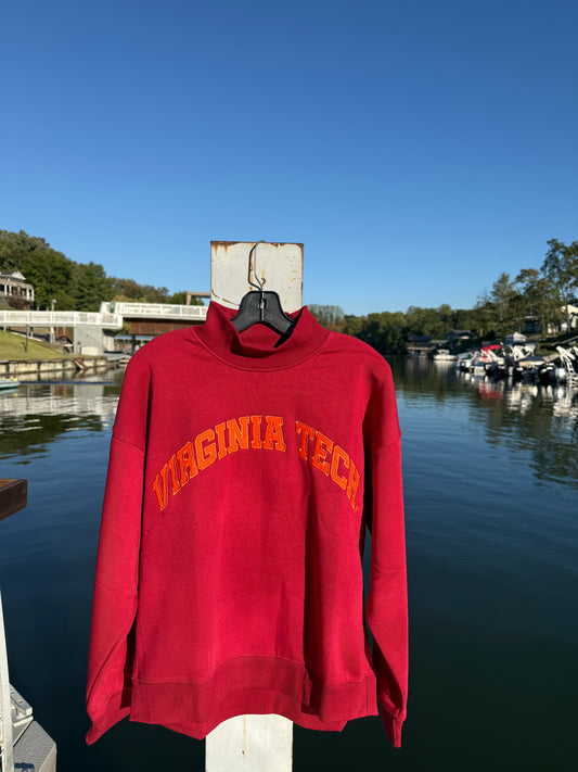 Virginia Tech Embroidered Mock Neck Sweatshirt