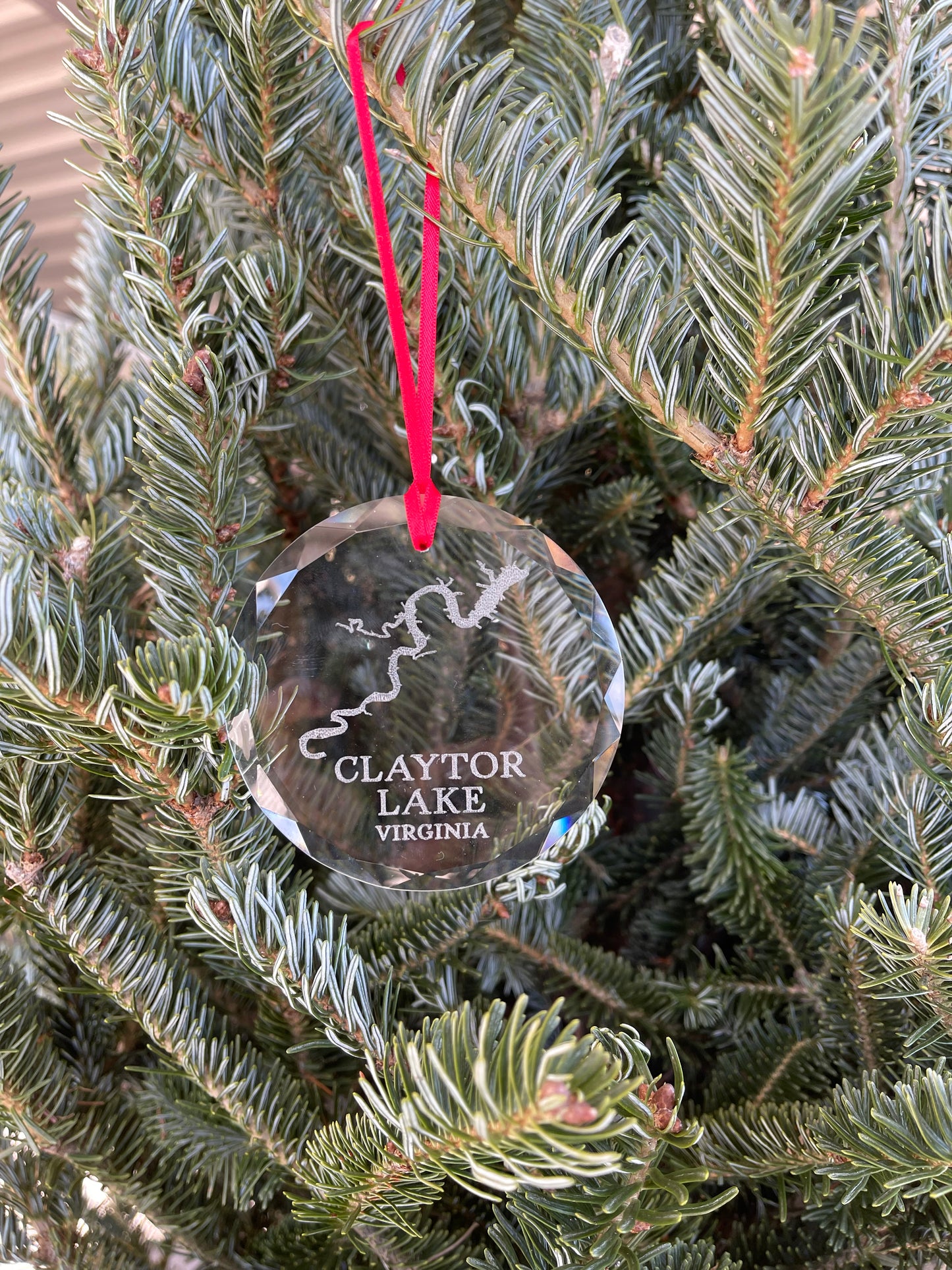 Claytor Lake Etched Crystal Ornament