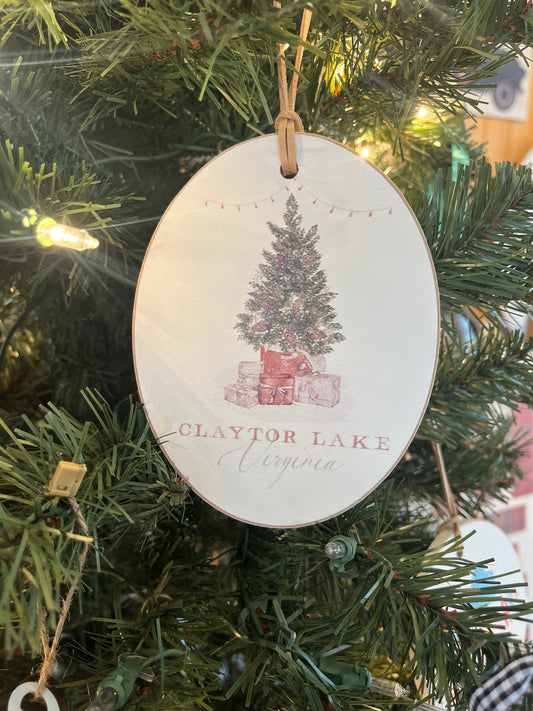 Oval Claytor Lake Christmas Tree Ornament